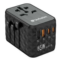 Adapter podróżny Verbatim UTA-05 GaN III globalny 2xUSB-C PD… | PartsPC.pl
