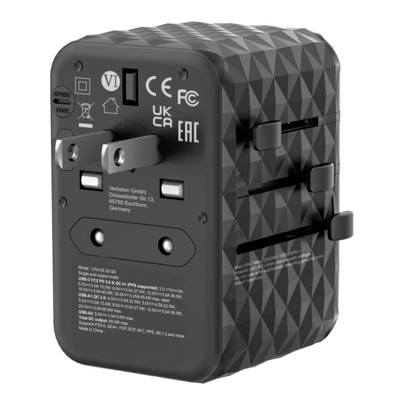 Adapter podróżny Verbatim UTA-05 GaN III globalny 2xUSB-C PD… | PartsPC.pl