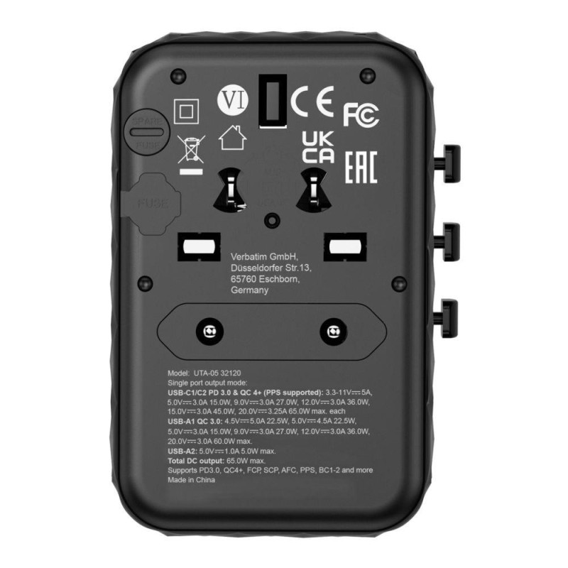 Adapter podróżny Verbatim UTA-05 GaN III globalny 2xUSB-C PD… | PartsPC.pl