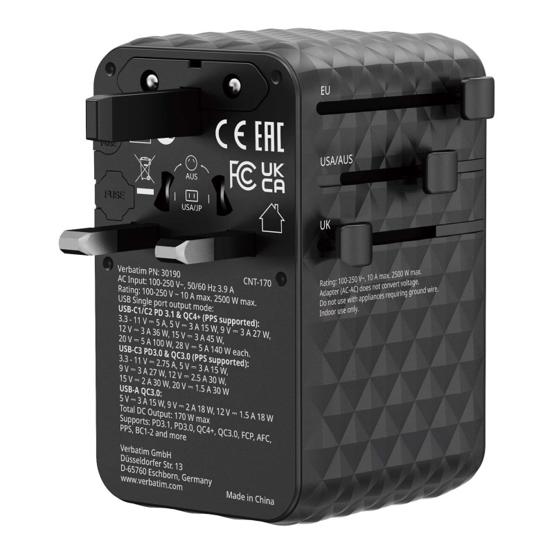 Adapter podróżny Verbatim Charge 'n' Travel GaN III globalny… | PartsPC.pl