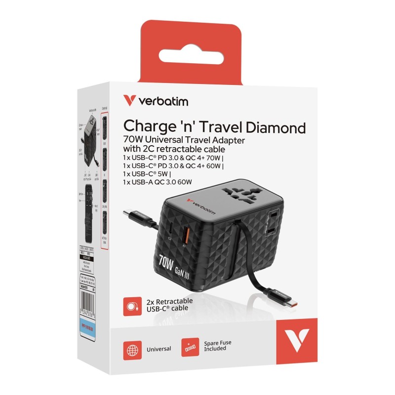 Adapter podróżny Verbatim Charge 'n' Travel GaN III globalny… | PartsPC.pl