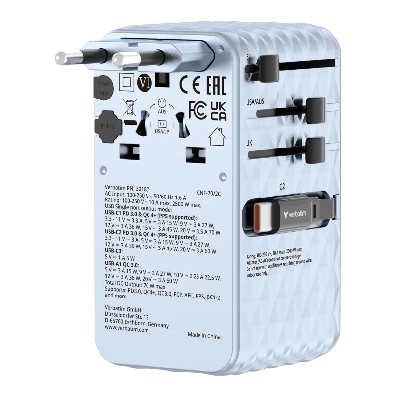 Adapter podróżny Verbatim Charge 'n' Travel GaN III globalny… | PartsPC.pl