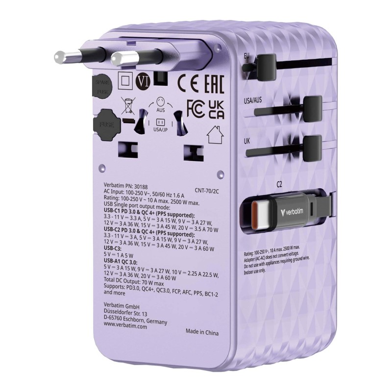 Adapter podróżny Verbatim Charge 'n' Travel GaN III globalny… | PartsPC.pl