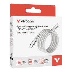 Kabel Verbatim USB-C(M) - USB-C(M) 1,2m, 60W, PD, szary | PartsPC.pl
