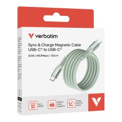 Kabel Verbatim USB-C(M) - USB-C(M) 1,2m, 60W, PD, zielony | PartsPC.pl