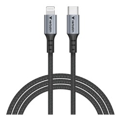 Kabel Verbatim USB-C(M) - Lightning 1,2m, 60W, czarny | PartsPC.pl