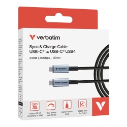 Kabel USB 4 Verbatim USB-C(M) - USB-C(M) 1,2m, 240W, PD, cza… | PartsPC.pl