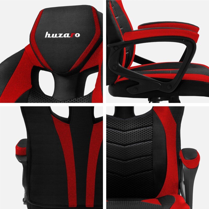 Fotel gamingowy Huzaro FORCE 2.5 Red Mesh | PartsPC.pl