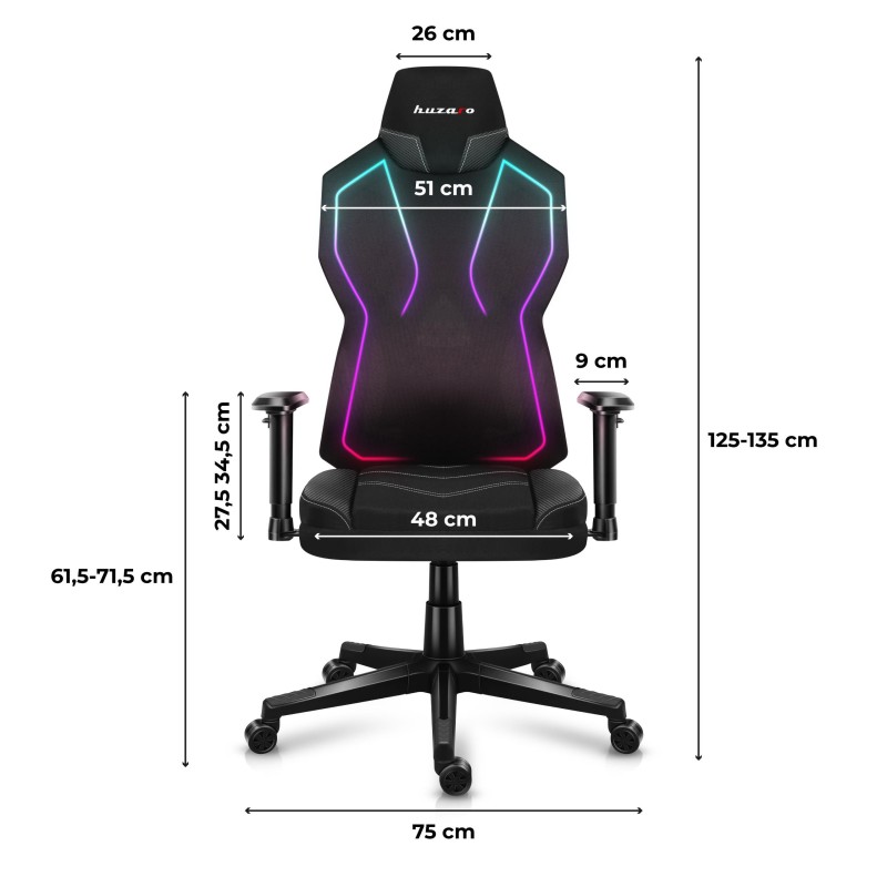 Fotel gamingowy Huzaro COMBAT 6.2 Black RGB | PartsPC.pl