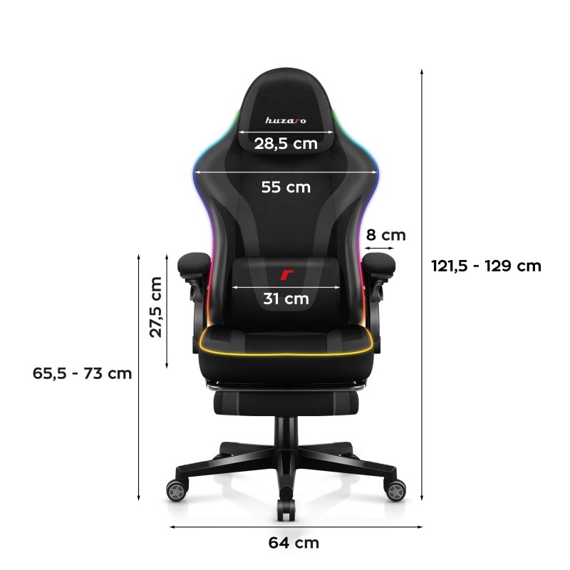 Fotel gamingowy Huzaro Force 4.6 RGB Black Mesh | PartsPC.pl