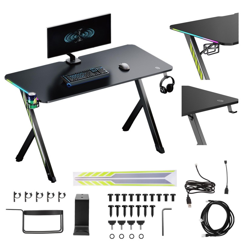 Maclean Biurko gamingowe NanoRS 120x60cm LED RS102 | PartsPC.pl