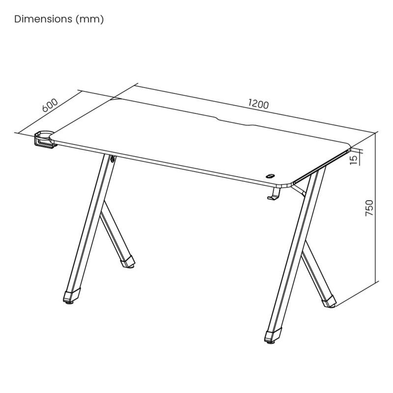 Maclean Biurko gamingowe NanoRS 120x60cm LED RS102 | PartsPC.pl