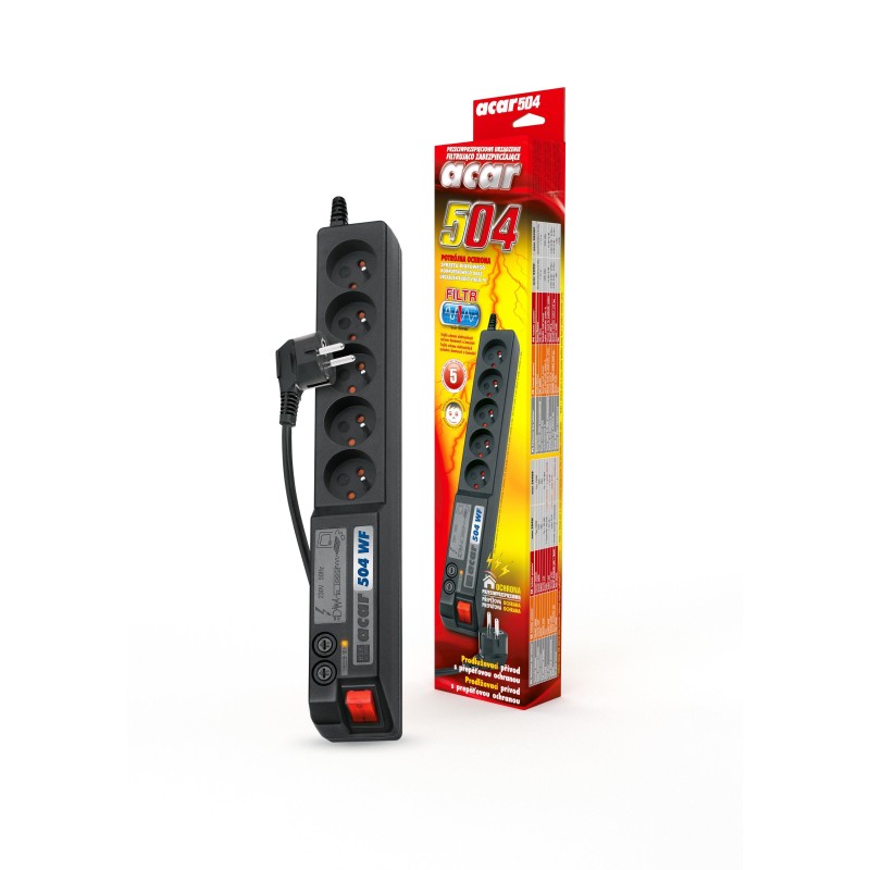 Listwa przeciwprzepięciowa Acar 504WF 3,0m czarna | PartsPC.pl