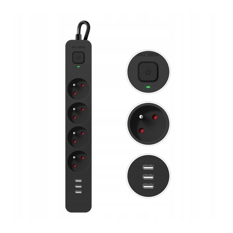 Listwa zasilająca Defender SFS 135 5 m, 4 gniazda, 3x USB | PartsPC.pl