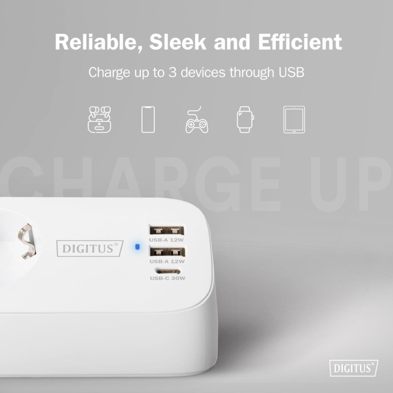 Listwa zasilająca biurkowa DIGITUS 3 gniazda Schuko, 2x USB-… | PartsPC.pl