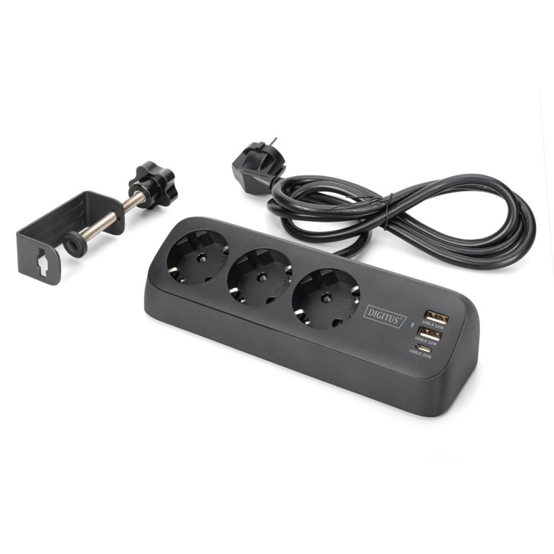 Listwa zasilająca biurkowa DIGITUS 3 gniazda Schuko, 2x USB-… | PartsPC.pl