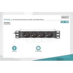 Listwa zasilająca DIGITUS do szaf 10" RACK 4xSchuko, 2m 1xSc… | PartsPC.pl