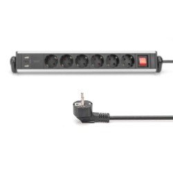 Listwa zasilająca DIGITUS biurowa 45° 6 gniazdowa 2xUSB-A 1x… | PartsPC.pl