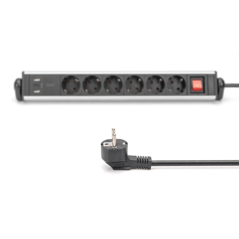 Listwa zasilająca DIGITUS biurowa 45° 6 gniazdowa 2xUSB-A 1x… | PartsPC.pl