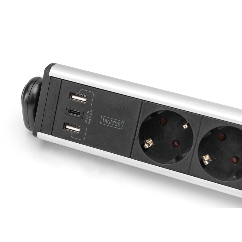 Listwa zasilająca DIGITUS biurowa 45° 6 gniazdowa 2xUSB-A 1x… | PartsPC.pl