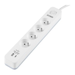 Listwa antyprzepięciowa Ever Protect 4PL 1A1C USB 1,5m biała… | PartsPC.pl