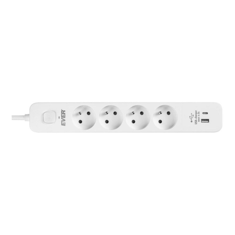 Listwa antyprzepięciowa Ever Protect 4PL 1A1C USB 1,5m biała… | PartsPC.pl