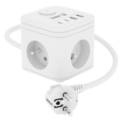 Kostka zasilająca KERG 3-gniazdowa + ładowarka USB-A+USB-C 1… | PartsPC.pl