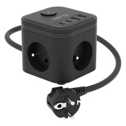 Kostka zasilająca KERG 3-gniazdowa + ładowarka USB-A+USB-C 1… | PartsPC.pl