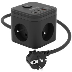 Kostka zasilająca KERG 3-gniazdowa + szybka ładowarka USB-A+… | PartsPC.pl