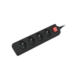 Listwa przedłużacz Lanberg 1,5m czarna 4x 230V PL, z wyłączn… | PartsPC.pl