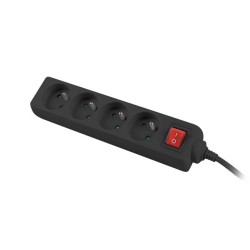 Listwa przedłużacz Lanberg 1,5m czarna 4x 230V PL, z wyłączn… | PartsPC.pl