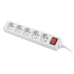 Listwa przedłużacz Lanberg 1,5m biała 5x 230V PL, z wyłączni… | PartsPC.pl