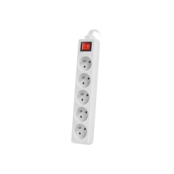 Listwa przedłużacz Lanberg 1,5m biała 5x 230V PL, z wyłączni… | PartsPC.pl