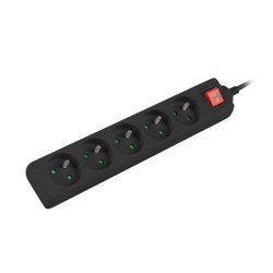 Listwa przedłużacz Lanberg 3m czarna 5x 230V PL, z wyłącznik… | PartsPC.pl