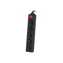 Listwa przedłużacz Lanberg 3m czarna 5x 230V PL, z wyłącznik… | PartsPC.pl