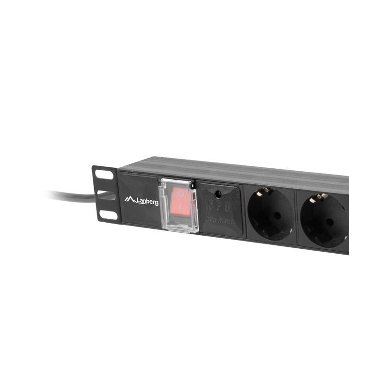 Listwa zasilająca Lanberg do RACK 1U 10A PDU 7x Schuko 2m cz… | PartsPC.pl