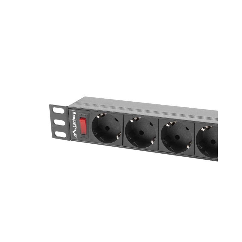 Listwa zasilająca Lanberg do RACK 1U 16A PDU 9x Schuko 3m cz… | PartsPC.pl