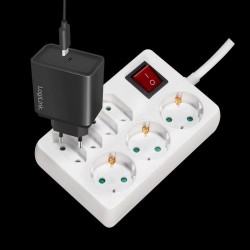 Listwa zasilająca LogiLink LPS210 7 gniazd Schuko/Euro ON/OF… | PartsPC.pl