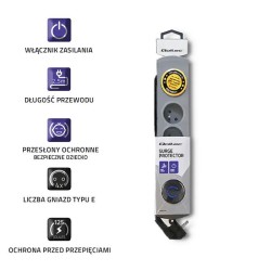 Listwa zasilająca antyprzepięciowa Qoltec Quick Switch | 4 g… | PartsPC.pl