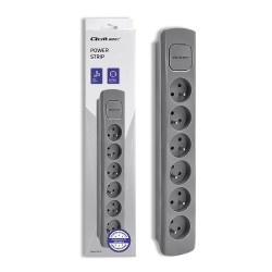 Listwa zasilająca Qoltec 6 gniazd | 1.8m | Szara | PartsPC.pl
