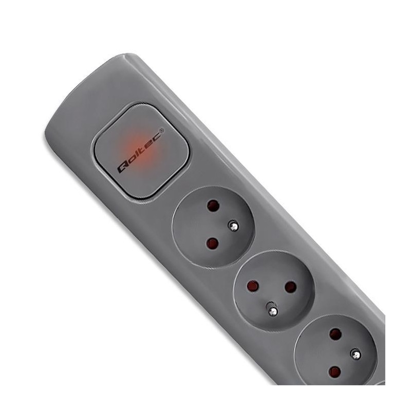 Listwa zasilająca Qoltec 6 gniazd | 1.8m | Szara | PartsPC.pl