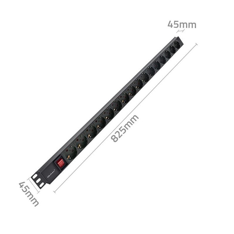 Qoltec Listwa zasilająca PDU do RACK | 16A | 16xSCHUKO | Pio… | PartsPC.pl