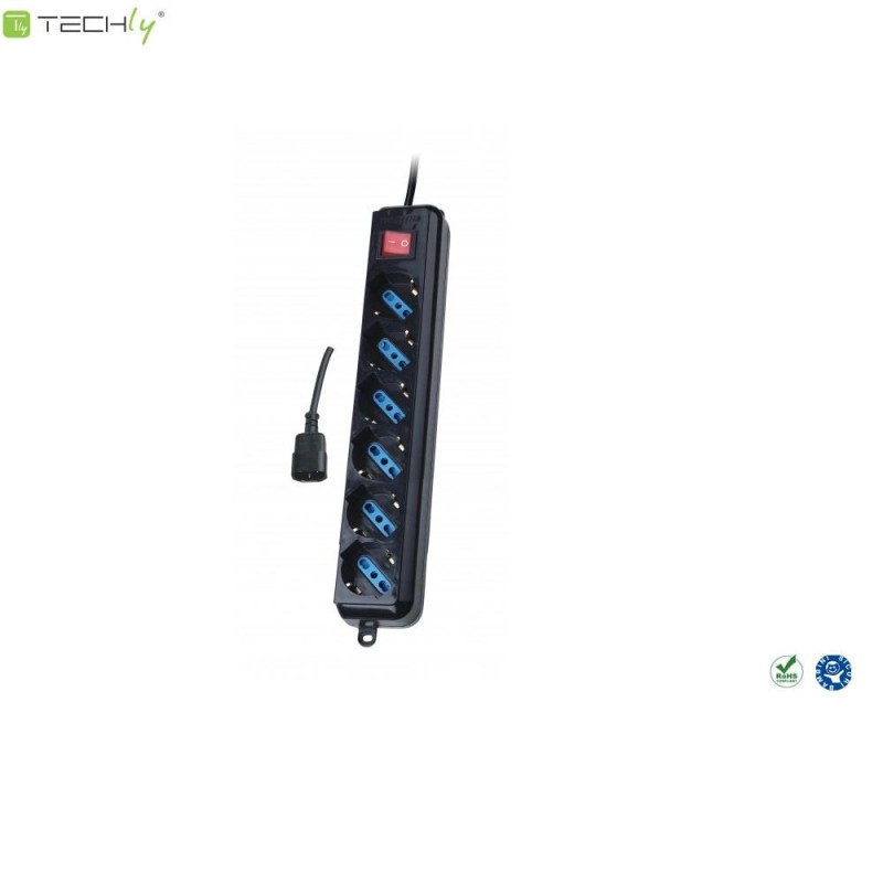 Listwa zasilająca do UPS Techly 6 gniazd 1,5m czarna | PartsPC.pl
