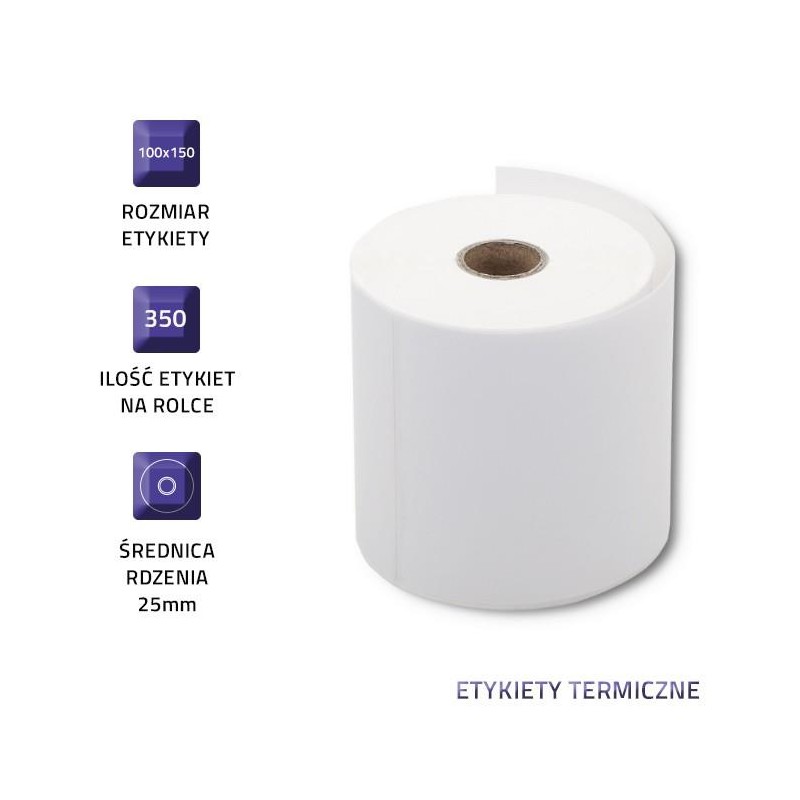 Etykiety termiczne Qoltec 100x150mm | 350szt | PartsPC.pl