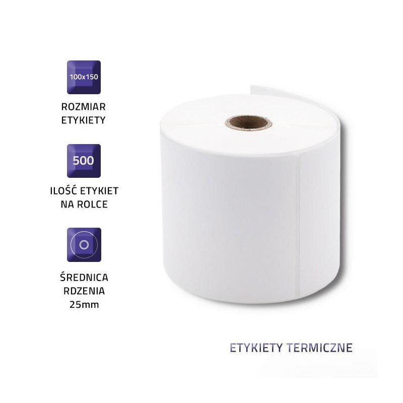 Etykiety termiczne Qoltec 100x150mm | 500szt | PartsPC.pl
