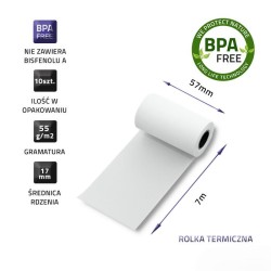 Rolka termiczna Qoltec 57x7 | 55g/m2 | 10szt | PartsPC.pl