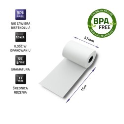 Rolka termiczna Qoltec 57x15 | 55g/m2 | 10szt | PartsPC.pl
