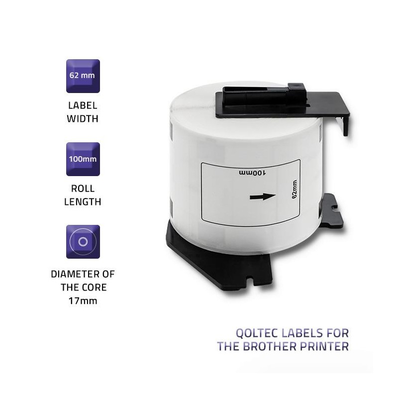 Taśma Qoltec do BROTHER DK-11202 | 62mm x 100mm | 300 etykie… | PartsPC.pl