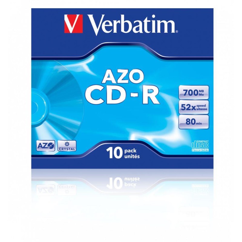 Płyty CD-R Verbatim 52x 700MB (Jewel Case 10) CRYSTAL | PartsPC.pl