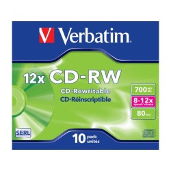 Płyty CD-RW Verbatim 700MB Scratch Resistant X12 (10 Jewel C… | PartsPC.pl